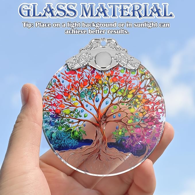 Tree of Life Stained Glass Ornament - Christmas Tree Decor, Ornaments for Christmas and Exchange