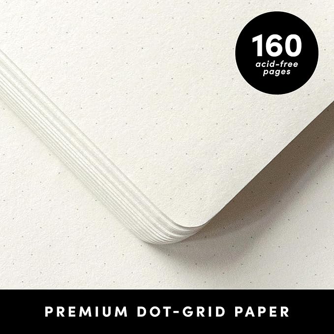 PAPERAGE Dotted Journal Notebook, (Yellow), 160 Pages, Medium 5.6 in x 8 in - 100 GSM Thick Paper – Hardcover Journaling Notebook for Work, School & Bullet Journaling