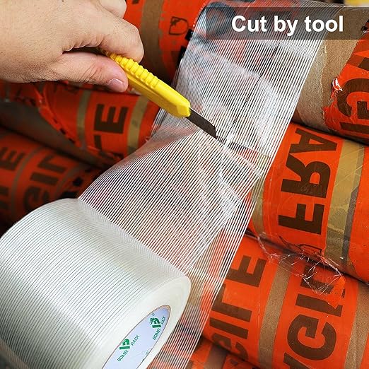 BOMEI PACK Wide Strapping Tape, 4Inch Heavy Duty Reinforced Packing Tape, Fiberglass Filament 60yds 5.5Mil