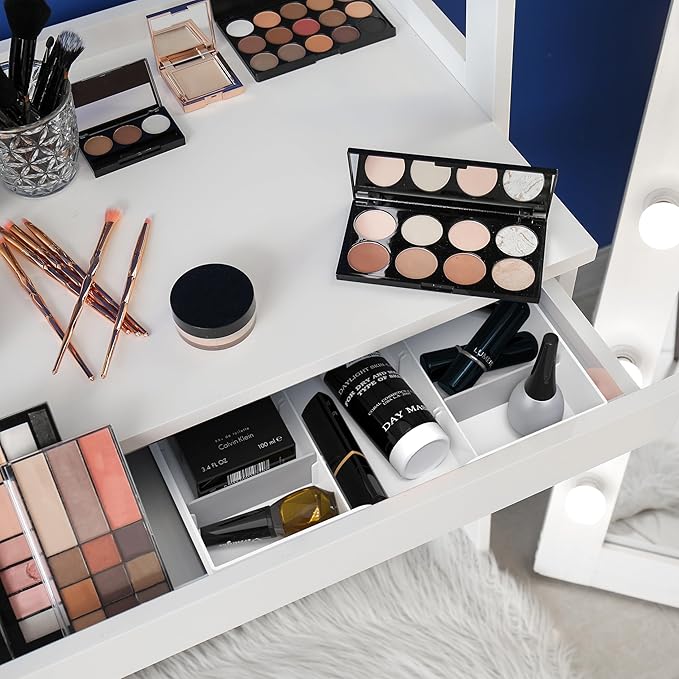 Simple Houseware Drawer Organizer Tray with 9 Adjustable Compartments, White