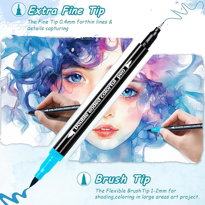 120 Colors Dual Markers Brush Pens, Art Markers Colored Pens for Adult Coloring Books, Brush and Fine Point Dual Tip Artist Colored Marker Set for Drawing Adult Coloring Hand Lettering