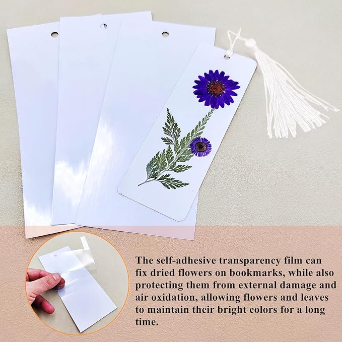 Bookmark Making Kit for Dried Flowers, 20 Pcs White Kraft Blank Book Marks for Pressed Flowers