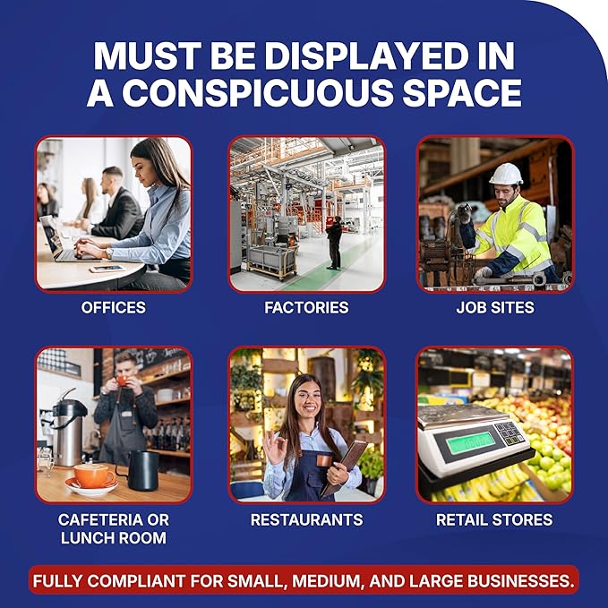 2026 Florida State and Federal Labor Law Poster - OSHA Workplace Compliant - Mandatory Regulations Posting for Employees - Required Compliance Posting 17" x 40" Laminated (English Pack of 3)