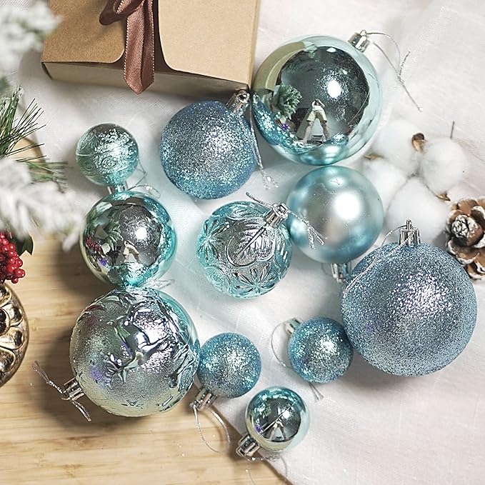 Christmas Ornaments for Xmas Trees,Multicolor Shatterproof Christmas Ball Ornaments Lake Blue