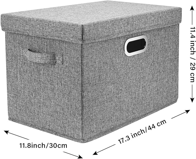 TYEERS Large Storage Bins with Lids, Collapsible, Washable, Fabric Storage Boxes for Organizing, 17.3x11.8x11.4 inches, 5 Pack, Gray