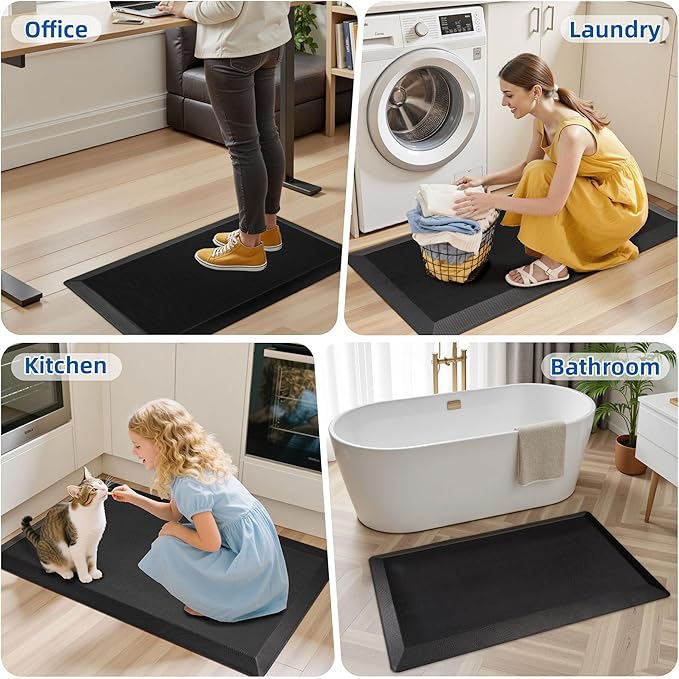 Anti Fatigue Kitchen Mats for Floor, 9/10 Extra Thick Cushioned Standing Desk Mat, Comfort Memory Foam Ergonomic Kitchen Rugs and Mats Non-Slip Waterproof for Office, Kitchen, Sink, 20" x 48"