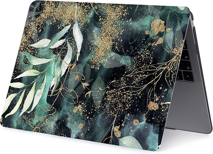 Case Compatible with MacBook Pro 13 Inch 2015 2014 2013 2012 Model A1502 & A1425, Plastic Hard Shell Protective Case with Keyboard Cover for Mac Pro Retina 13 Old Version - Green Leaf