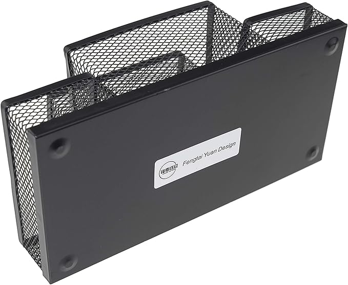 Fengtaiyuan T02 Black-Plus, Big Black Metal Wire Mesh Pencil Holder, Desktop Organizer
