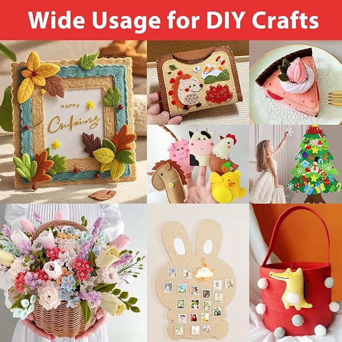 80 PCS Wool Blend Felt Sheets for Crafts 2 mm Thickness, 40 Color 11.8 x 11.8 Inch Assorted Stiff Felt Squares Bulk for Sewing Patchwork School DIY Projects Decoration