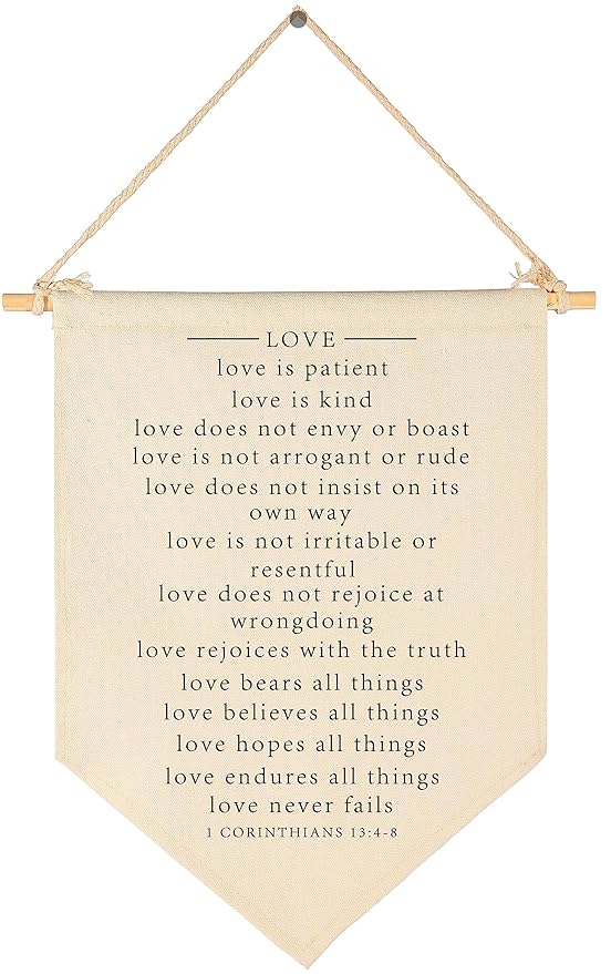 Bible Verse Art- Minimal Christian Wall Decor-Bible Gift-Scripture Hanging Flag Art Decor-Banner Wall Sign Gift-Farmhouse Living Room Bedroom Home Decoration-Valentines Day-Love Is Patient
