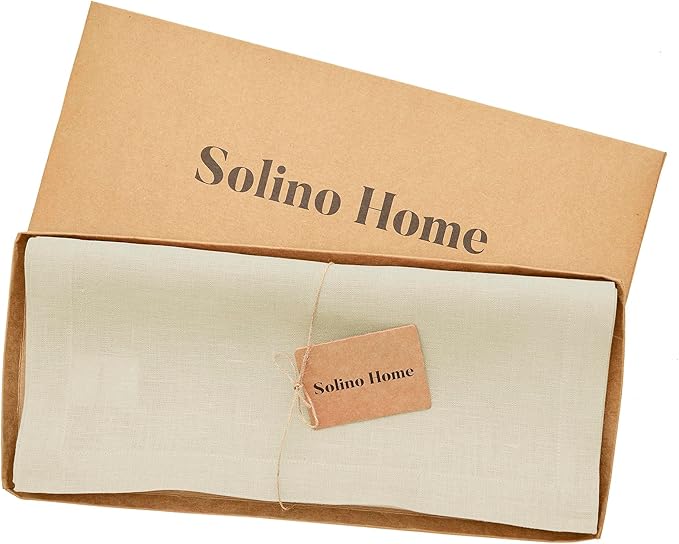 Solino Home Linen Birch Table Runner 48 Inches - 100% Pure Linen Short Table Runner 14 x 48 Inch Ideal for Dresser and Coffee Tables - Fall, Autumn, Thanksgiving - Fete