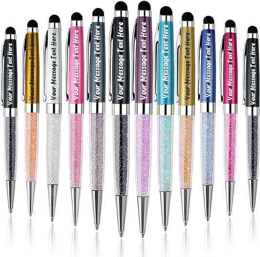 Personalized Business Pens with Stylus - Custom Engraved Metal Ballpoint Pen for Executives, Teachers, and Students. Ideal Gift for Graduations, Promotions 12pcs/Pack