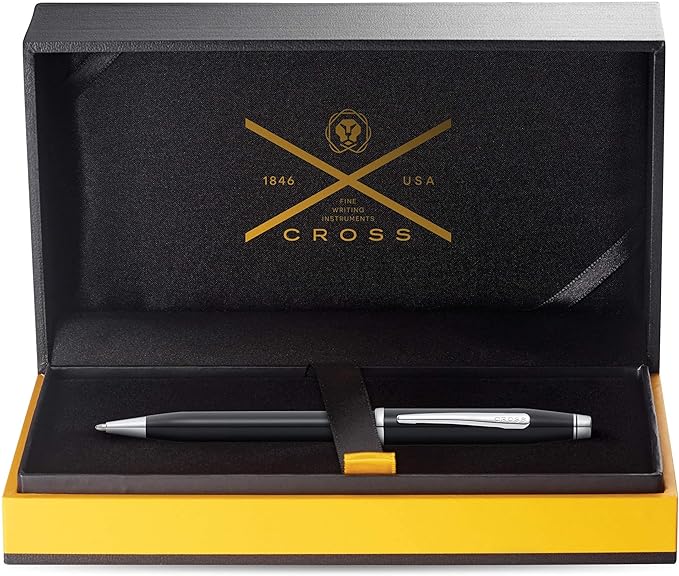 Cross Century II Refillable Ballpoint Pen Presented in a Luxury Gift Box - Medium Point, Black Ink, Black & Chrome