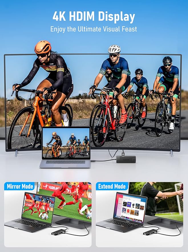 USB C Docking Station - 10 in 1 with Gigabit Ethernet, 4K HDMI, 4*USB A 3.0/2.0, 100w PD, USB-C 3.0, SD/TF USB Hub Multiport Adapter for MacBook Pro/Air