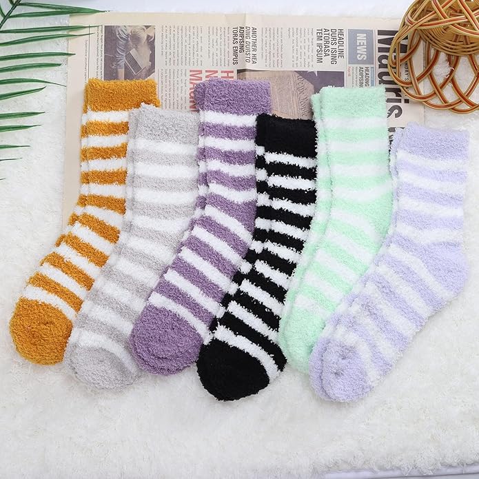 Womens Fuzzy Socks Microfiber Soft Cozy Warm Slipper Sleeping Winter Sock Fluffy Cabin Plush Stocking Stuffers
