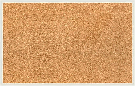 Amanti Art Natural Cork Board for Wall, 15x23 Vision Board with White Frame, Small Corkboard Office Decor for Home Organization, Modern Corkboard Pinboard to Display Items for Home Organization in