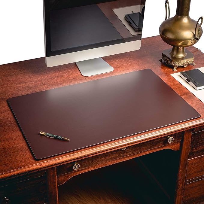Dacasso Classic Leather Mat Desk pad, 34" x 20", Chocolate Brown