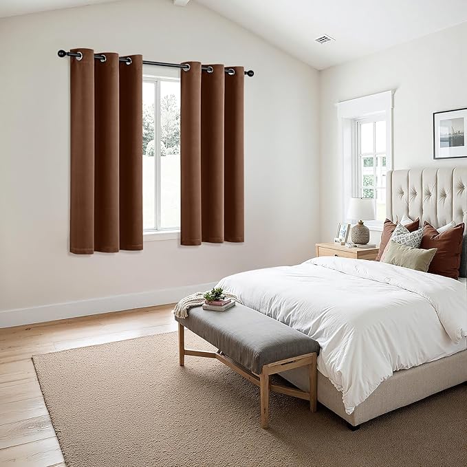 MIULEE Bedroom Blackout Curtains Thermal Insulated Room Darkening Drapes for Living Room Kitchen Grommet Top Light Blocking Window Treatment Curtains, 40 x 54 Inches Long, 2 Panels, Mocha Brown
