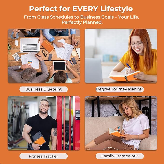 Planner 2026 Daily Weekly and Monthly,6.5"x3.75",12 Months Spiral Bound Calendar Agenda with Self-adhesive Pen Holder,2026 Appointment Book with Vegan Leather Soft Cover,Orange