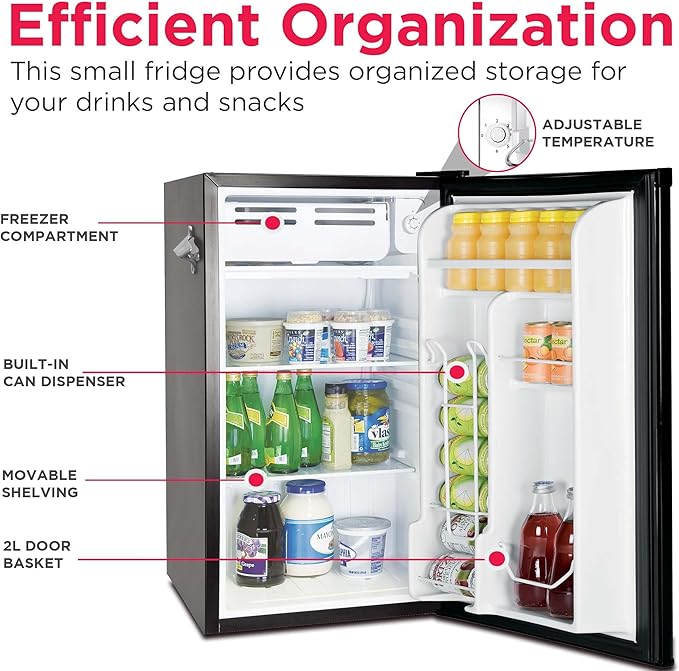 FRIGIDAIRE EFR376-BLACK 3.1 Cu Ft Black Retro Bar Fridge with Side Bottle Opener