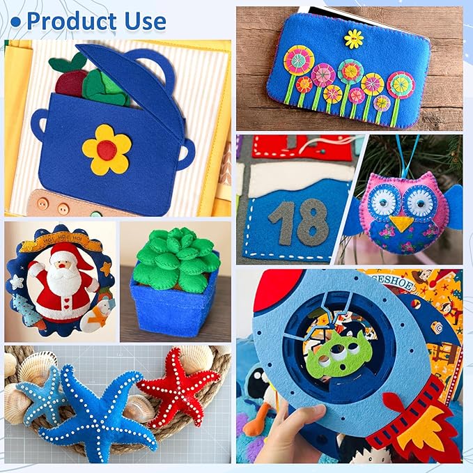 XSEINO 13 Rolls 8"x35" 1.4mm Thick Soft Felt Fabric Sheet 13 Assorted Blue Series Colors Felt Pack Pastel Felt Sheets for DIY Craft Sewing Squares Nonwoven Patchwork