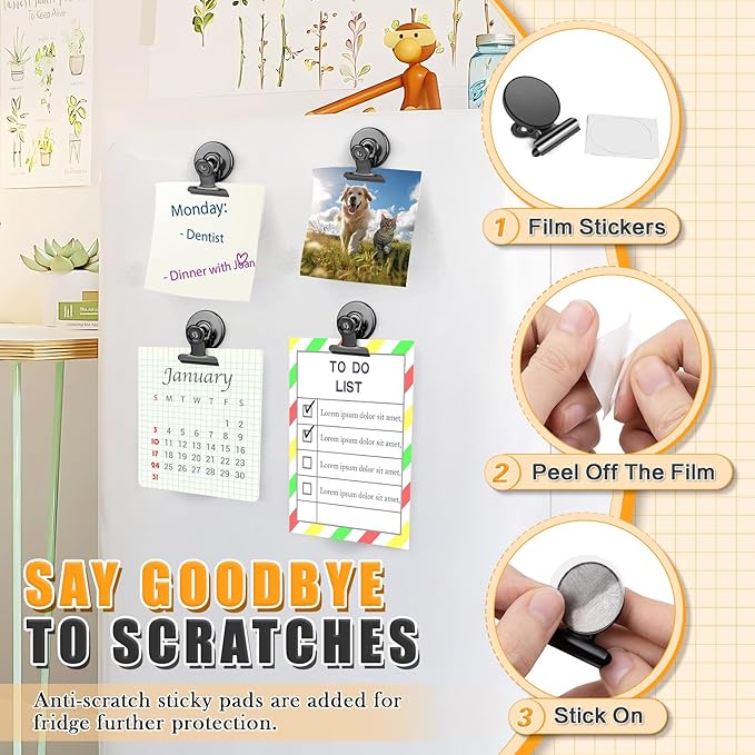 Grtard 48pack Magnetic Clips Heavy Duty, Black Magnet Clips for Fridge, Refrigerator Magnets, Scratch Free Magnets with Clip, Strong Magnetic Clip for Refrigerator, Whiteboard, Locker, Classroom