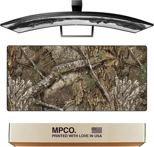 MPCO. Real Tree Large Gaming Desk Pad - 36" x 17" Aeroglyde Fabric APX – Without Logo Desk Mats - Non-Slip, Washable, Smooth Glide for Precision Gaming & Work
