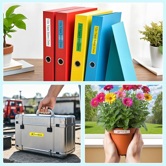 5-Pack Label Maker Tape Replace for Brother TZe TZ Tape 12mm 0.47 Laminated White Red Blue Yellow Green TZe231 431 531 631 731 Work for Brother P Touch Label Maker PTH110 PTD220 PTD210