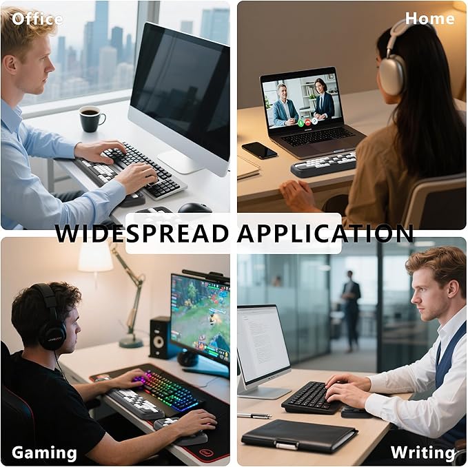 MEKASS Keyboard Wrist Rest, Ergonomic Wrist Pad, Soft Memory Foam Keyboard Hand Rest with Non-Slip Base, Easy Typing, Pain Relief, Comfort Support for Office Work Gaming Accessories (Black White)