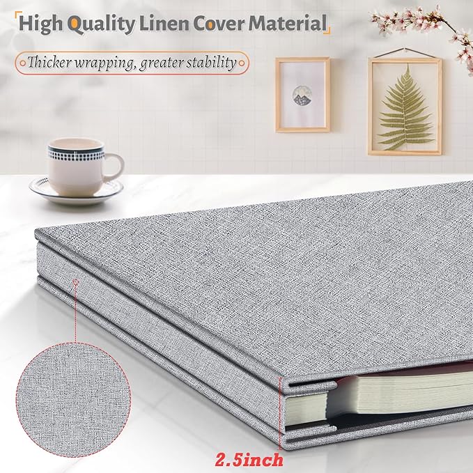 Photo Album Self Adhesive Scrapbook,120 Pages Large Photo Book for 4x6,5x7,8x10 Pictures,DIY Album for Baby Wedding Family Travel Birthday,with Metallic Pen and Scraper