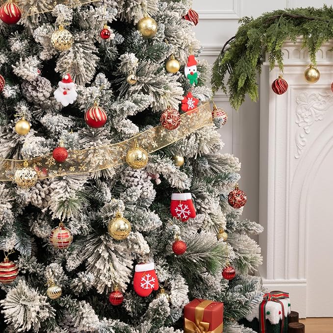 100ct Christmas Ball Ornaments Set, Red and Gold Shatterproof Hand-Painted Hanging Baubles Decoration Bulk for Xmas Tree, Wreath, Garland, Home Holiday Decor