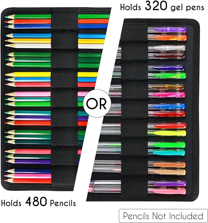 YOUSHARES Big Capacity Colored Pencil Case - 480 Slots large Pen Case Organizer with Multilayer Holder for Prismacolor Colored Pencils & Gel Pen (Retro Flower)