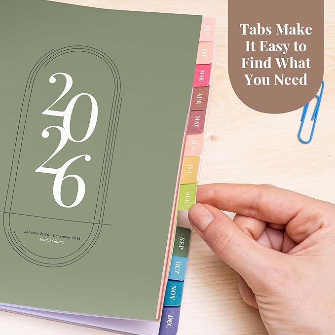 Rileys 2026 Planner, Agenda Planner With Weekly And Monthly View, Daily Agenda Book And Yearly Planners Calendar Book, Spiral Bound With Tabs, Notes, Goals And Holidays (Green, 8 x 6 in)