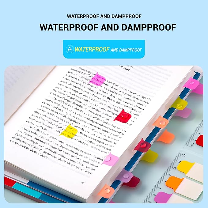 Golcellia 6 Pcs Sticky Tabs for Notebooks, 600 Pcs 5-Color Index Tabs with Flags, Divider Page Markers for Books, Binders, Bible Study & Office Supplies