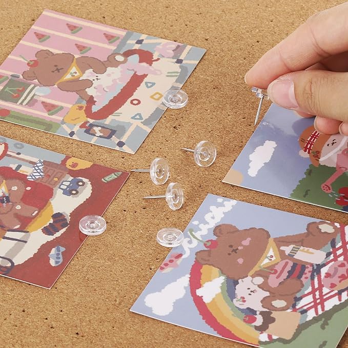 300 Pcs Push Pins Clear Thumb Tacks Pins Clear Flat Head Thumb Tacks Thumb Tack Decoration