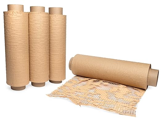 IDL Packaging 15.25" x 300' Refill Roll (Pack of 4) for MP-300N HexcelWrap Honeycomb Packing Paper Station, Brown - Natural Kraft Paper with Interlocking Slit Design for Shipping and Moving