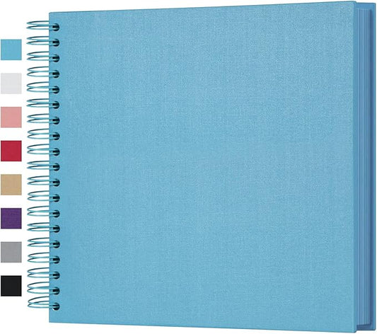 potricher 10 x 10 Inch DIY Scrapbook Photo Album 80 Pages Thick Kraft Blank Blue Paper Memory Book for Wedding and Anniversary Family (Blue, 10 Inch)