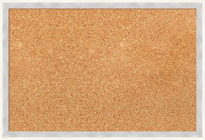 Amanti Art Natural Cork Board for Wall, 13x19 Vision Board with White Frame, Small Corkboard Office Decor for Home Organization, Modern Corkboard Pinboard to Display Items for Home Organization in