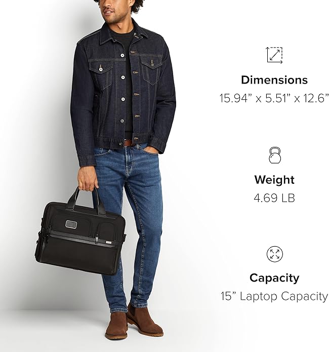 TUMI Alpha Expandable Organizer Laptop Briefcase - 15-Inch Laptop Briefcase Organizer for Men & Women - Travel Laptop Bag