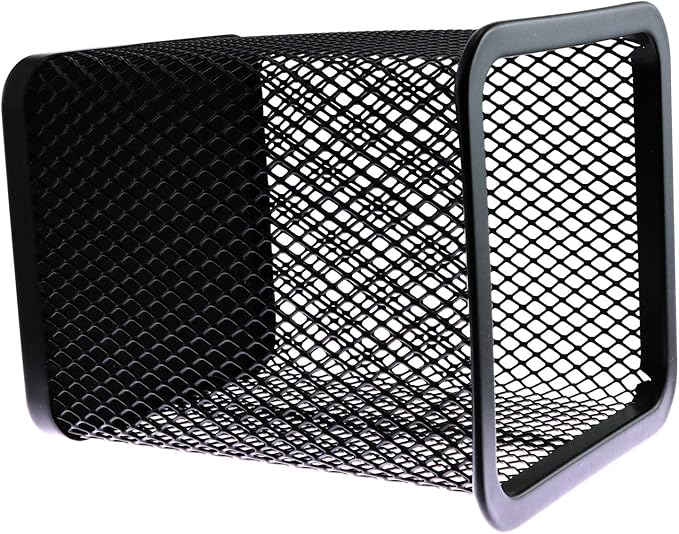 1-Pack Mesh Pen Holder Square Shape Pencil Container Multipurpose Metal Hollow Out Desktop Storage Organizer for Student Stationery Office Supplies(Black)