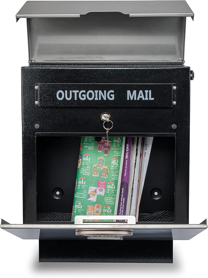 Pochar Stainless Steel Mailbox for Walls, Heavy Duty Wall Mounted Mailbox with Newspaper Holder - 14.25'' x 6'' x 17.25'' Silver Rust Proof Steel Dropbox