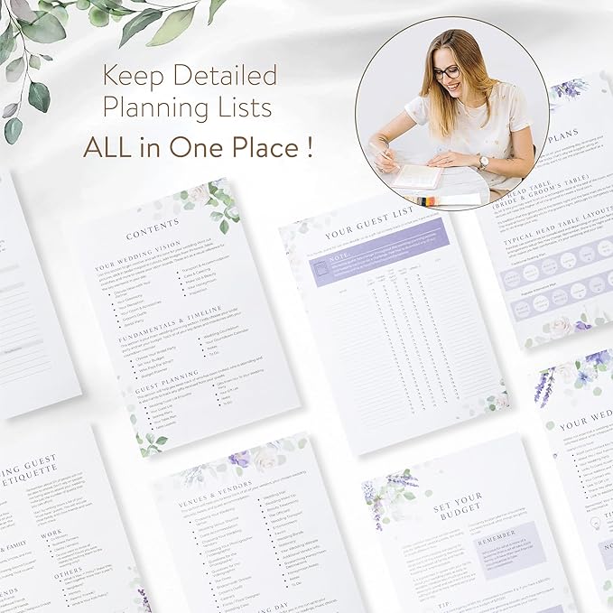 Your Perfect Day Wedding Planner Book and Organizer - Wedding Planner Book - Bridal Planning Binder with Countdown Calendar - Bride Gifts - (Lavender Haze)