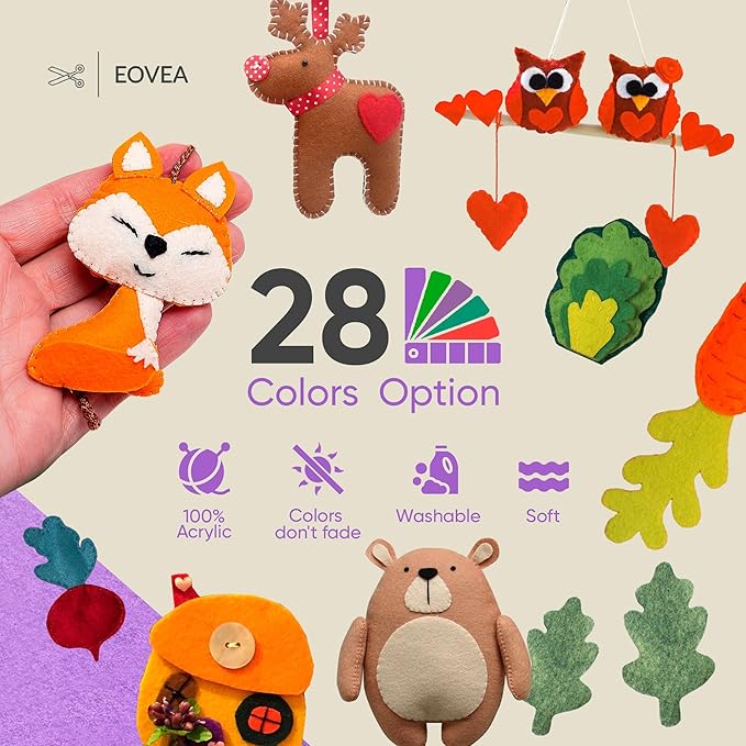 EOVEA | Acrylic Felt Fabric by The Yard - Non-Stiff, Soft Material - 72" Wide - 1.6mm Thick Felt Sheets for DIY Crafts, Sewing, Upholstery, Cushion, Padding(Lavender, 1 Yards)