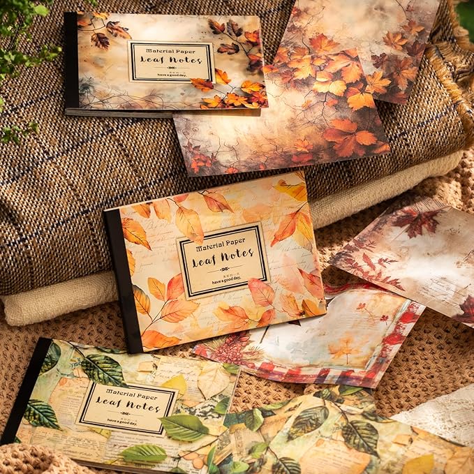 Leaf Scrapbook Paper Set, 180 PCS Vintage Botanical Ephemera for Junk Journaling, Scrapbooking, DIY Crafts, and Art Supplies