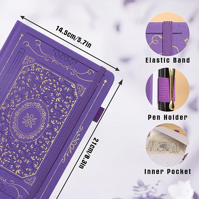 TIEFOSSI Dotted Notebook, 160gsm Thick Paper, Hardcover Dot Grid Journals for Women Men, 192 pages, for Travel, School and Office Use