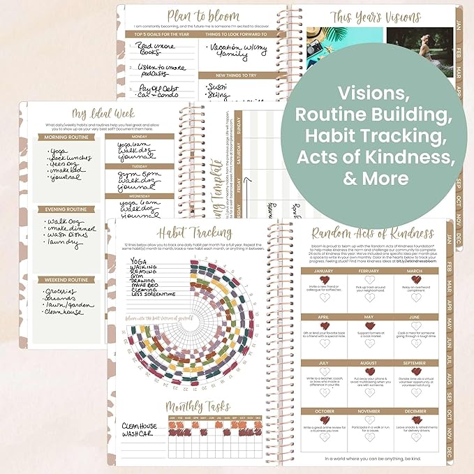 bloom daily planners 2026 Planner (January - December) Calendar Year Organizer - 5.5” x 8.25” - Weekly & Monthly Agenda Book with Stickers & Bookmark - Tan Leopard