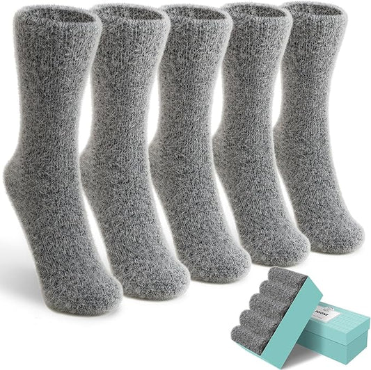 5 Pairs Fuzzy Soft Cozy Comfortable Socks for Women, Casual Sleep Comfy Socks, Perfect Warm Winter Gifts for Women