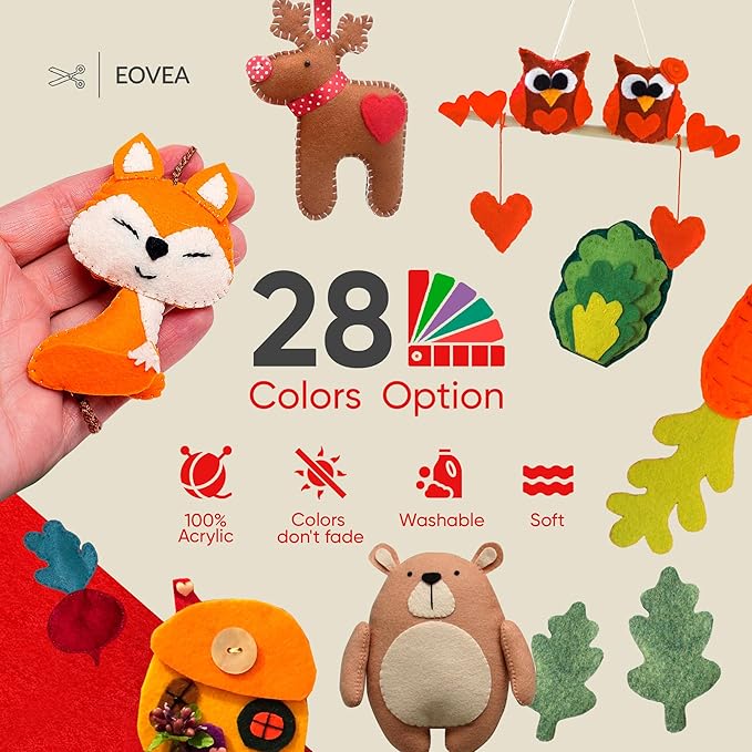 EOVEA | Acrylic Felt Fabric by The Yard - Non-Stiff, Soft Material - 72" Wide - 1.6mm Thick Felt Sheets for DIY Crafts, Sewing, Upholstery, Cushion, Padding(Red,20 Yard)