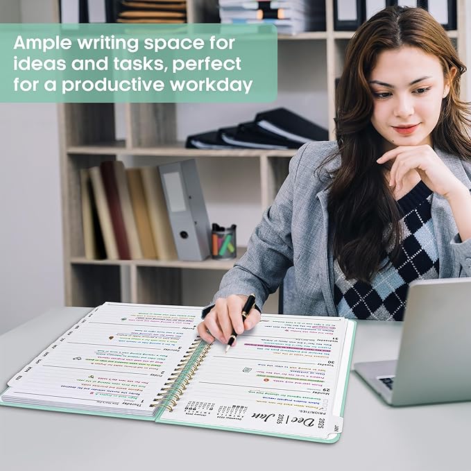 2026 Planner 8.5" x 11", Weekly and Monthly Calendar Planner Book, January 2026 - December 2026, Hardcover Spiral Planner with Monthly Tabs, Notes Pages, Perfect for Women & Men, A4 - Mint