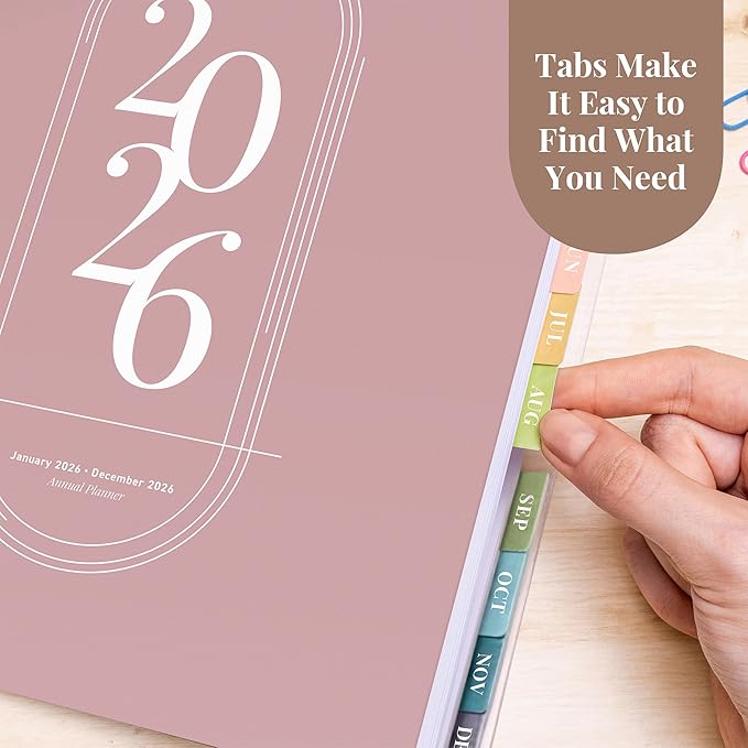 Rileys 2026 Planner, Agenda Planner With Weekly And Monthly View, Daily Agenda Book And Yearly Planners Calendar Book, Spiral Bound With Tabs, Notes, Goals And Holidays (Pink, 8.5 x 11 in)